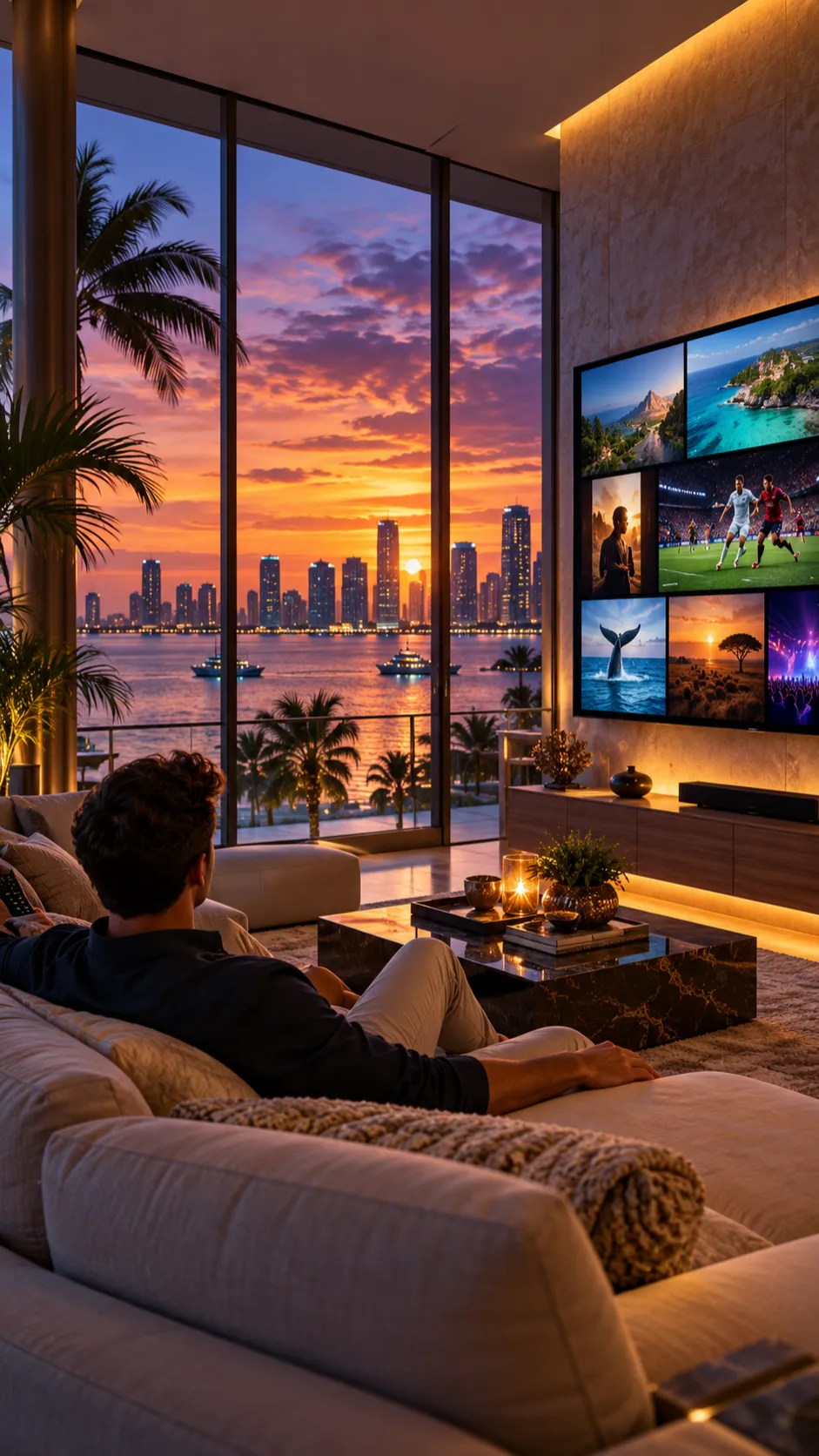 Florida couple comparing an IPTV subscription on a laptop before ordering